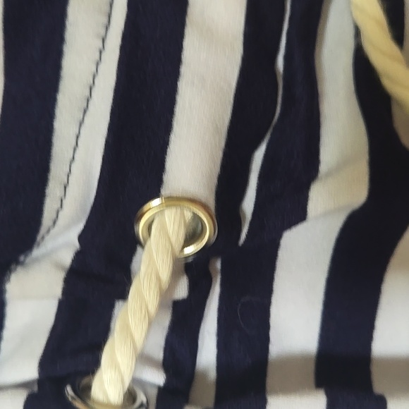 New Sandiva Blue/White Striped Drawstring Tie Waist Strapless Cover-Up/Romper - Picture 2 of 8